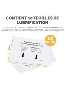 Feuille lubrifiée pour destructeur de document, paquet de 10