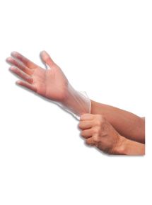 Gants vinyle transparents non poudrés, taille L, boite de 100
