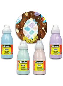 Gouache pailletée pastel Cléopâtre, lot de 4 flacons de 250ml, couleurs assorties