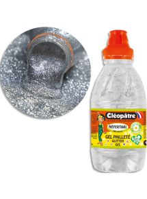 Gel pailleté Cléopâtre, flacon de 500ml, argent