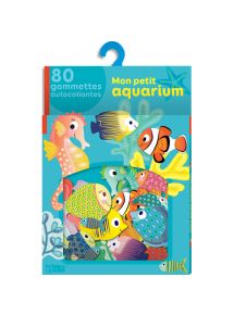 Gommette adhésive colorée thème mon premier aquarium, boîte de 80
