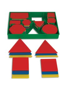 Matériel de manipulation de 60 pièces géométriques (3 couleurs 5 formes 2 tailles)