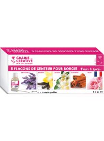 Parfum pour bougie, lot de 5 flacons de 27ml, parfums fleurs et épices