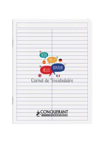 Cahier de vocabulaire 17x22cm, réglure spécifique, piqûre 90g