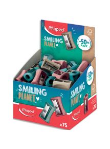 Taille-crayon Vivo 1 trou Smiling Planet, présentoir de 75