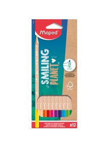 Crayon en bois naturel Smiling Planet, présentoir de 12
