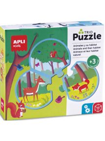 Puzzle de 24 pièces trio sur le thème des animaux et leur habitat