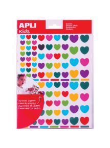 Gommette autocollante forme cœur, pochette de 624 couleurs et tailles assorties
