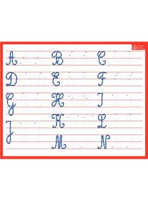 Ardoise blanche avec l'alphabet en majuscule cursive