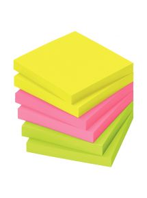 Lot de 6 blocs de notes repositionnables de 80 feuilles 75 x 75 mm couleurs vives assorties