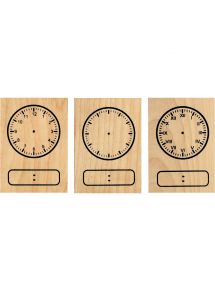 Lot de 3 tampons horloge en bois