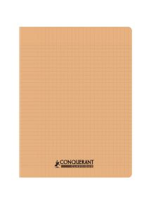 Cahier polypro 24x32cm, 96p, grands carreaux, abricot
