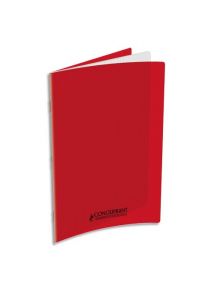Cahier polypro 21x29,7cm, 48p, grands carreaux, rouge
