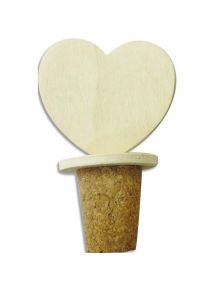 Bouchon en cœur en bois à décorer format 5x3x8cm