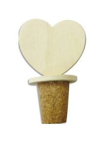 Bouchon en cœur en bois à décorer format 5x3x8cm
