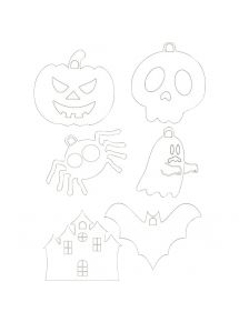 Lot de 36 suspensions Halloween en carton blanc