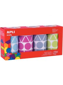 Lot de 4 rouleaux gommettes géométriques couleur fun