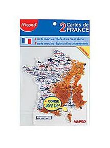 Lot de 2 cartes de France (Départements et fleuves)