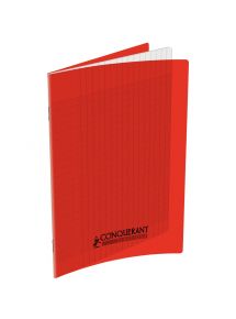 Cahier polypro 17x22cm, 96p, grands carreaux, rouge