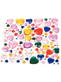 Sachet de 450 pierres décoratives en plastique à coller forme coeurs assorties