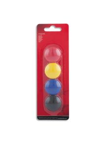 Aimant rond, diamètre 30 mm, blister de 4 couleurs assorties