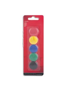 Aimant rond, diamètre 25 mm, blister de 5 couleurs assorties