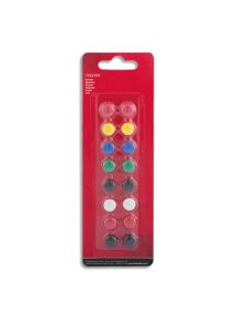 Aimant rond, diamètre 11 mm, blister de 16 couleur assortie