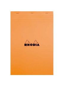 Bloc de bureau 80g Rhodia agrafé en tête, 160 pages, ligné, format 21x31,8cm, orange