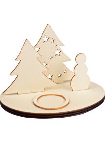 Bougeoir scène de Noël en bois