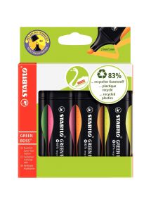 Surligneur Green Boss Stabilo, pochette de 4, assortis 