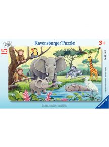 Puzzle à cadre 15 pièces, les animaux d'Afrique