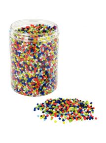 Perles de rocailles opaques, diamètre 2,5mm, couleurs assorties, bocal de 500