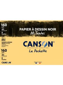 Pochette de 8 feuilles mi-teintes format A3 160g noir