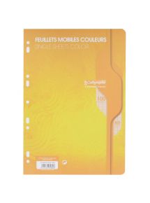 Feuillets mobiles perforés 21x29,7cm, grands carreaux, 100 pages, jaune, 80g