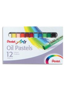 Pastel à l'huile Pentel ø8mm, boîte de 12 couleurs assorties