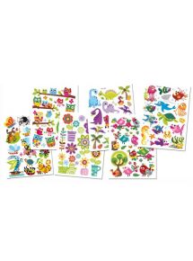 Sticker gel 3D multithèmatiques, sachet de 6 planches