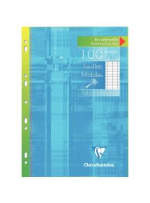 Feuillets mobiles perforés 21x29,7cm, grands carreaux pour déficient visuel, 100 pages
