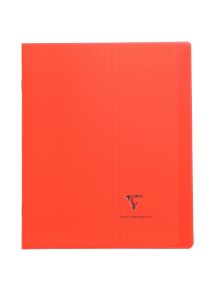 Cahier piqûre 96 pages Koverbook, 17x22 cm, seyès 90g, couverture polypropylène rouge