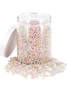 Perles de rocailles nacrées, diamètre 5mm, couleurs assorties, bocal de 500