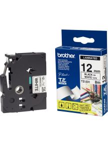 Recharge de ruban Brother TZE   noir et blanc 12 mm