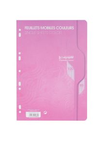 Feuillets mobiles perforés 21x29,7cm, grands carreaux, 100 pages, rose, 80g