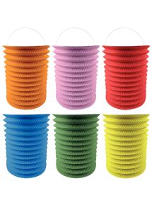 Lot de 12 lampions cylindriques diamètre 13 cm coloris assortis