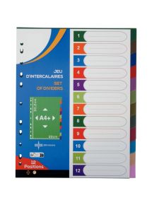 Jeu de 12 intercalaires en polypropylène COLOR FRESH, format A4+