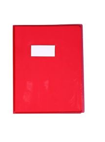 Protège-cahier 21x29,7cm 20/100è en PVC avec porte-étiquette Rouge