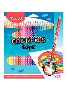 Pochette de 24 crayons de couleur Oops effaçables