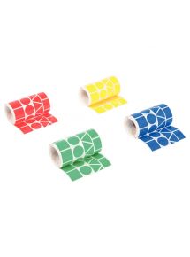 Gommette autocollante géométrique, boîte de 4 rouleaux formes et couleurs assorties