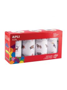 Pack de 4 rouleaux maxi gommettes animaux adhésifs permanents