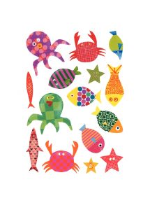 Pochette de 93 maxi gomettes baby poisson, adhésives repositionnables