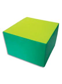 Pouf carré en mousse 60x60x40 cm, vert/ jaune
