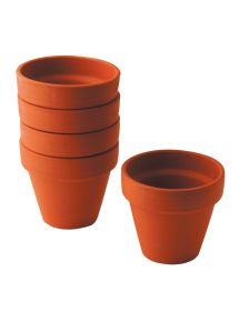Lot de 5 pots en terre cuite, hauteur 9 cm